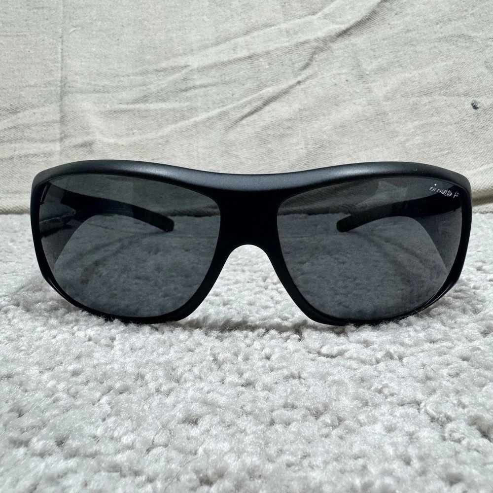 Arnette Cypher 4092 Polarized Wrap Sunglasses Black Made in Italy Y2K‎ w/ Case